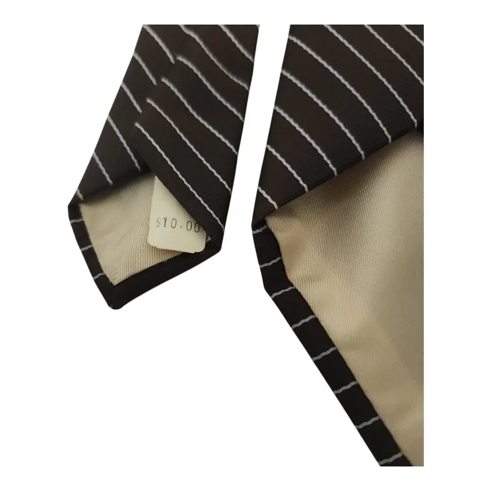 Vintage Men's Tie Brown Striped Classic Necktie England NOS NWT Kings Lynn
